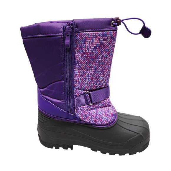 Girls Purple Winter Snow Boots Size 2 Knit Pattern Insulated - Picture 6 of 12